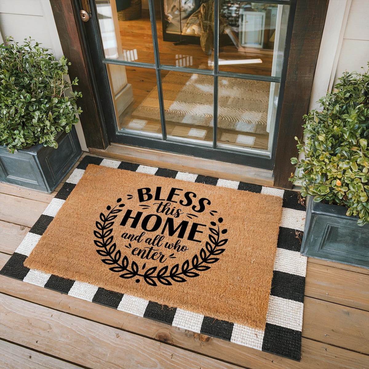 Bless This Home and All Who Enter Doormat, Home Sweet Home Mat, Welcome Doormat, Faithful Household Doormat, Religious Household Doormat - Etsy