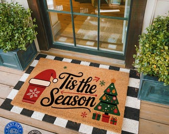Tis The Season Doormat, New Home Gift, Christmas Doormat, Winter Decor, Christmas Tree, Winter Doormat, Holiday Doormat, Coir Doormat