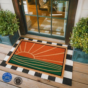 Vibrant Boho Sunset Doormat, New Home Gift, Bohemian Decoration, Front Door Mat, Boho Doormat, Outdoor Decor, Coir Doormat, Home Doormat
