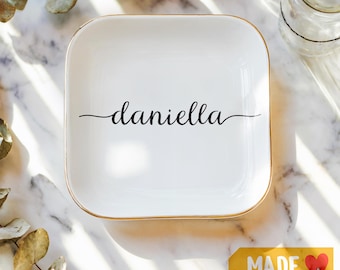 Personalized Jewelry Dish, Custom Name Ring Dish, Bridesmaid Gift, Bridal Shower Ring Dish, Personalized Trinket, Bridal Shower Gift