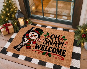 Oh Snap Welcome Doormat, Holiday Door Mat, Winter Home Decor, Realtor Gift