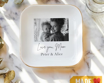 Customized Mother Photo Trinket Dish, Ring Dish, Gift from Daughter, Mother and Daughter, Mom Birthday Gift, Personalized Photo Gift
