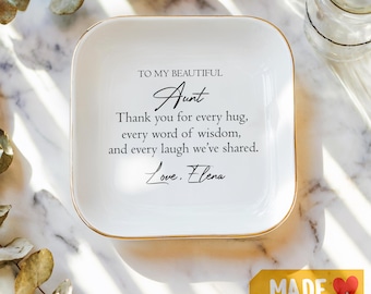 Custom Aunt Ring Dish, Custom Jewelry Dish, Gift for Aunt, Mother's Day Gift, Ring Dish, Customized Gift, Trinket Dish, Aunt Ring Dish