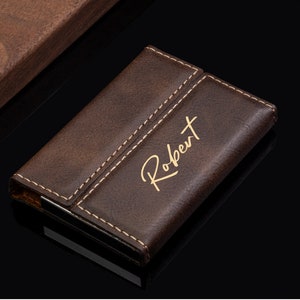 Customized Business Card Holder, Personalized Business Card Holder, Monogrammed Business Card Holder, Business Card Case, Leatherette