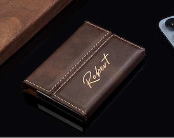Customized Business Card Holder, Personalized Business Card Holder, Monogrammed Business Card Holder, Business Card Case, Leatherette