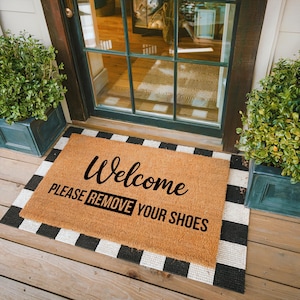 Welcome Door Mat, Please Remove Your Shoes Doormat, Housewarming Gift, Home Accessories, Coir Welcome Mat, Front Door Mat, New Home Gift