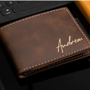 Regalo para papá grabado, billetera para hombre, billetera con monograma personalizado, billetera personalizada, billetera grabada, regalo para él, regalo para padrinos de boda