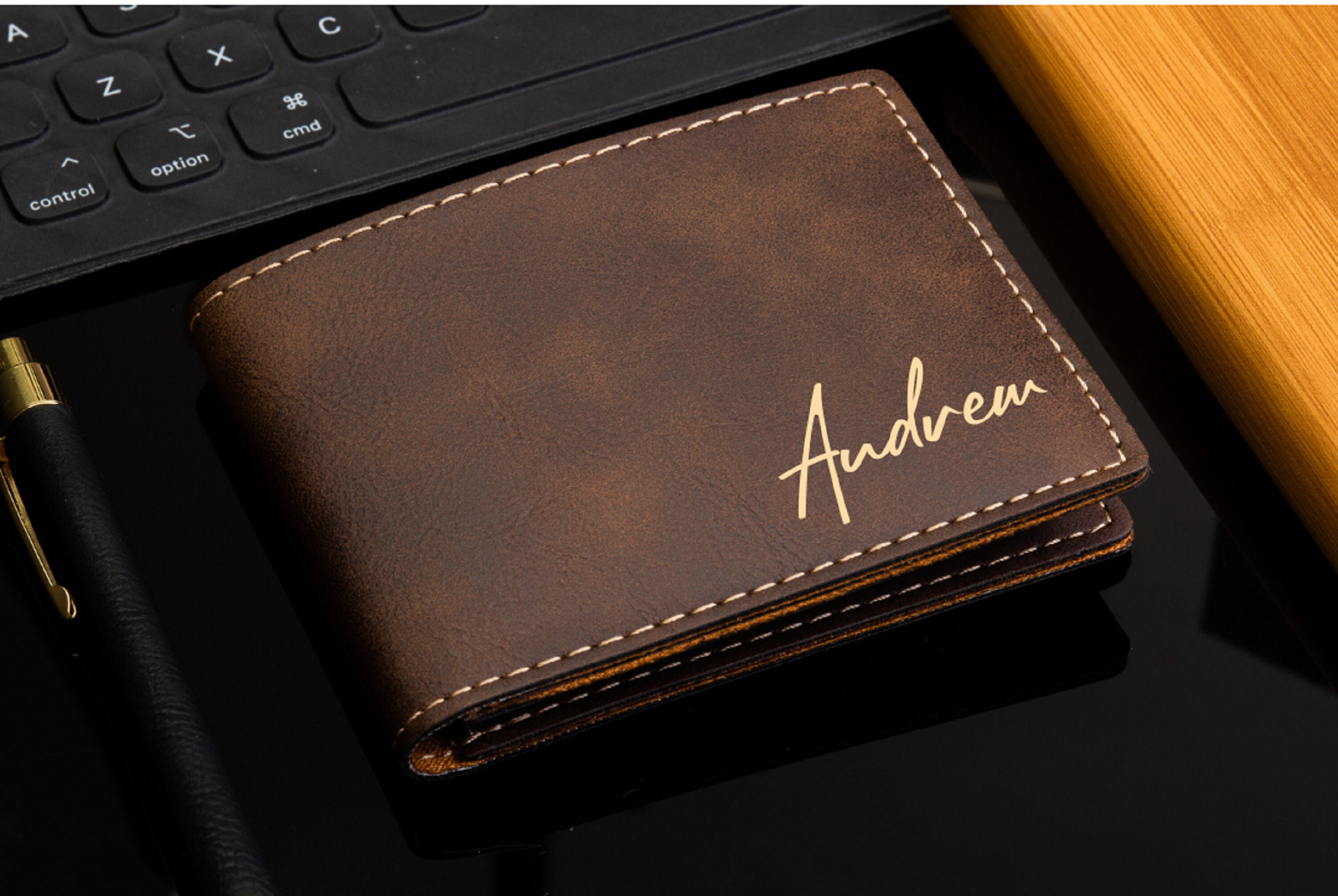 Personalized Wallet For Men – Custom Engraved Leather Wallet With NFC Smart Album – Store Photos & Engrave Name/Text – Unique Gift For Husband, Boyfriend, Dad (Light Brown - With Zipper) - Product Details