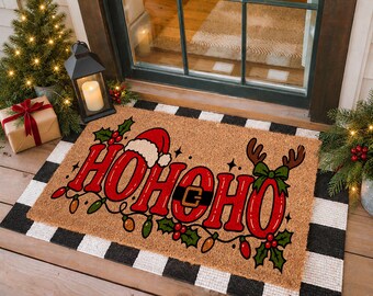 Ho Ho Ho Doormat, Santa Claus, Christmas Home Decor
