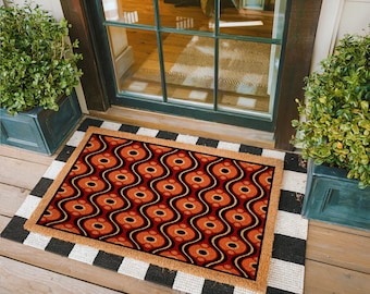 Retro Decor Doormat, Colorful Doormat, Home Doormat, New Home Decor, Welcome Doormat, Coir Doormat, Front Porch Decor, Front Door Decor