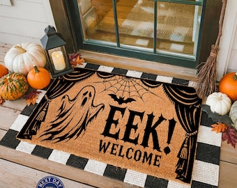 Eek Welcome Doormat, Halloween Ghost, Haunted House, Porch Decor