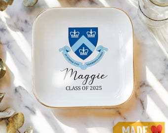 Custom University Trinket Ring Dish, Graduation University Jewelry Dish, Graduate Gift, 2025 Graduation Gifts, White Dish, Ring Dishes