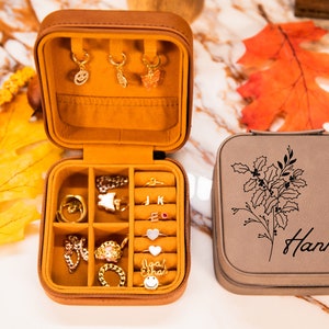 Estuche de viaje para joyas, estuche para joyas, organizador de joyas, joyero, soporte para joyas, joyero personalizado, estuche de viaje para joyas, almacenamiento de joyas imagen 8