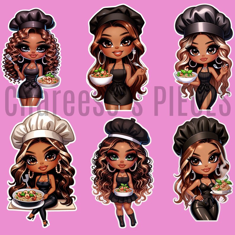 Cook/chef Stickers Pack / PNG Digital Art, Sticker Clipart Designs for ...