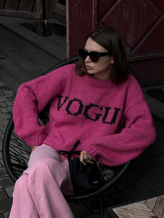 Pink Vogue Sweaters Pink Vogue Sweater, Handmade Alpaca Wool Knit