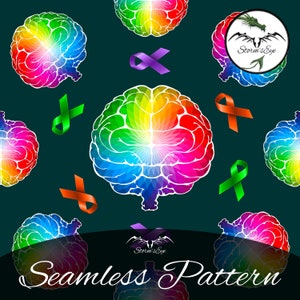 Seamless Digital Pattern, Neurodiversity, Autism Repeat Pattern, Seamless Papers, Instant Download, ADHD Fabric Print, Printable PNG JPEG