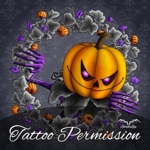Pumpkin King Tattoo Design, Tattoo Ticket, Tattoo Permission, Instant Download, Printable Stencil, Digital File, Halloween Gifts, Tattoos