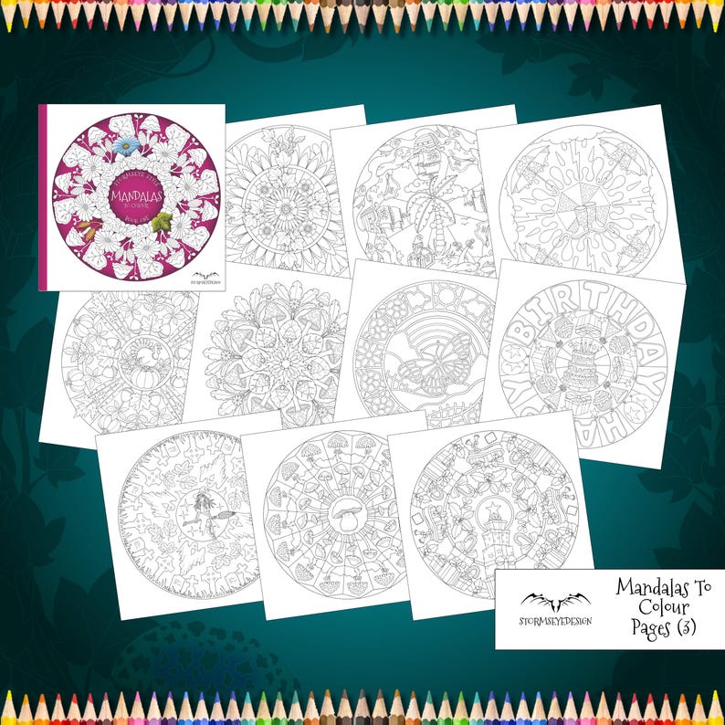 Stormseye Style Mandalas To Colour, Spiral Bound Colouring Book, No AI Hand Drawn Art, Single Side Printed, Thick Paper, Gifts For Artists Bild 6