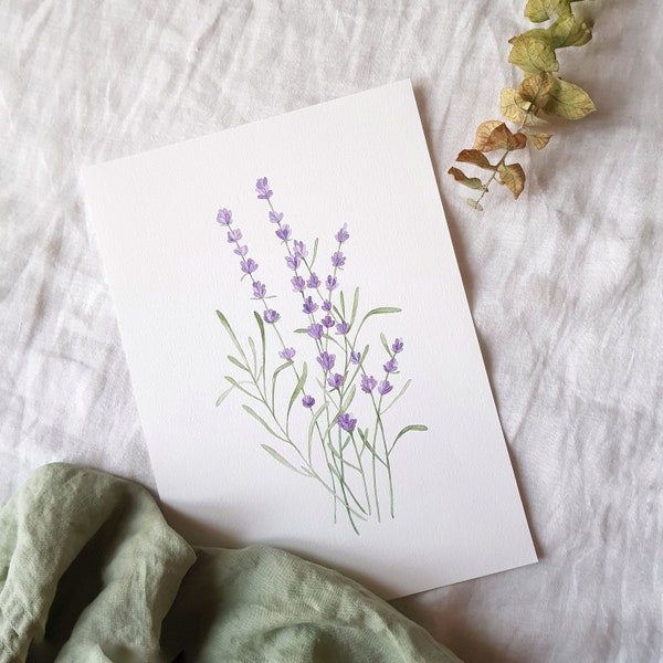 Print Lavanda, lámina acuarela botánica, acuarela floral, impresión floral, botánico, print floral, lámina para regalar,art print,deco pared