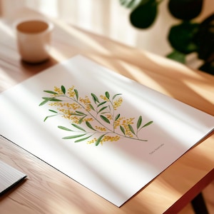 Decorazione murale Mimosa A4/Acquerello botanico A4/Acquerello A4/Stampa floreale/Mimosa botanica/Stampa regalo/Stampa artistica regalo/Stampa mimosa A4