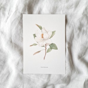 Stampa Magnolia A5 / Stampa Floreale A5 / Stampa Floreale Acquerello / Stampa Floreale / Arte Floreale da Parete / Stampa Botanica / Stampa Artistica / Decorazione da Parete