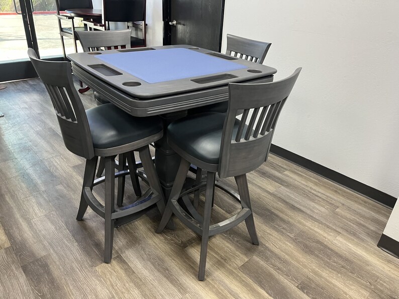 Darafeev Square Pub Poker Table & 4 Chairs Etsy