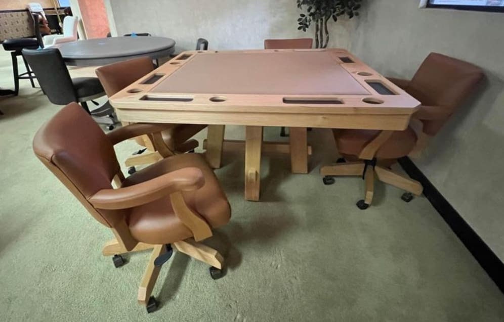 Darafeev Light Finish Square Poker Table With 4 Chairs Etsy