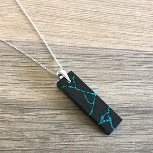 Kintsugi Necklace. Japanese Art. Bog Oak Wood Necklace. Wabi-Sabi. Choice of 24ct Gold, Gemstone or Opal Inlay. Anniversary Gift. Necklace