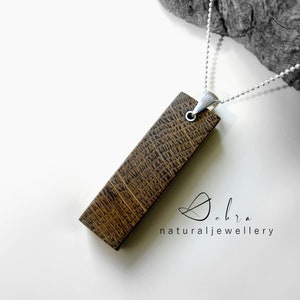 Whiskey Barrel Oak Necklace. Anniversary Necklace Gift. Rectangle Pendant. Necklace For Men. Men's Women's Necklace's