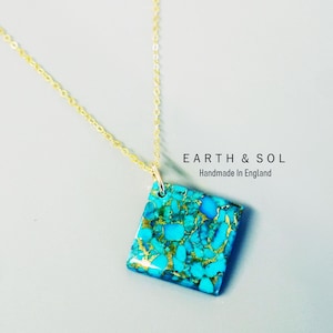 Kintsugi Turquoise Blue Copper Gemstone Necklace. Encouragement Gift. Kintsugi Japanese Art