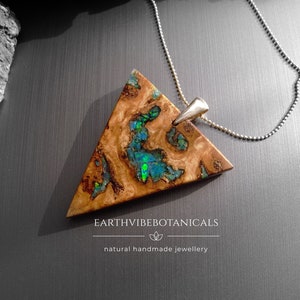 Wood Necklace With Ethiopian Opal Gemstone. Arrow Necklace.  5 Year Anniversary Gift. Mappa Burl Wood. Birthstone. Men's Necklaces. Unisex