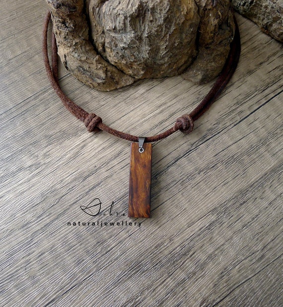 Desert Iron Wood Necklace. 5 Year Anniversary Gift for Men for Women.  Rectangle Necklace. Ironwood 