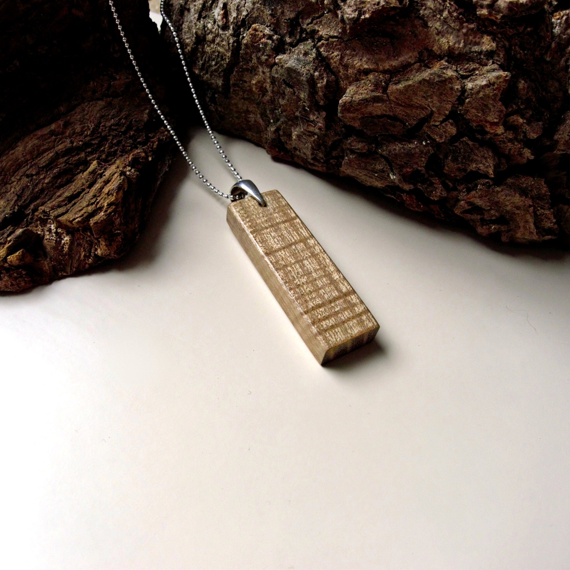 Matching Walnut Wood Necklace & Ring. 925 Sterling Silver. 5 Year  Anniversary Gift for Men 