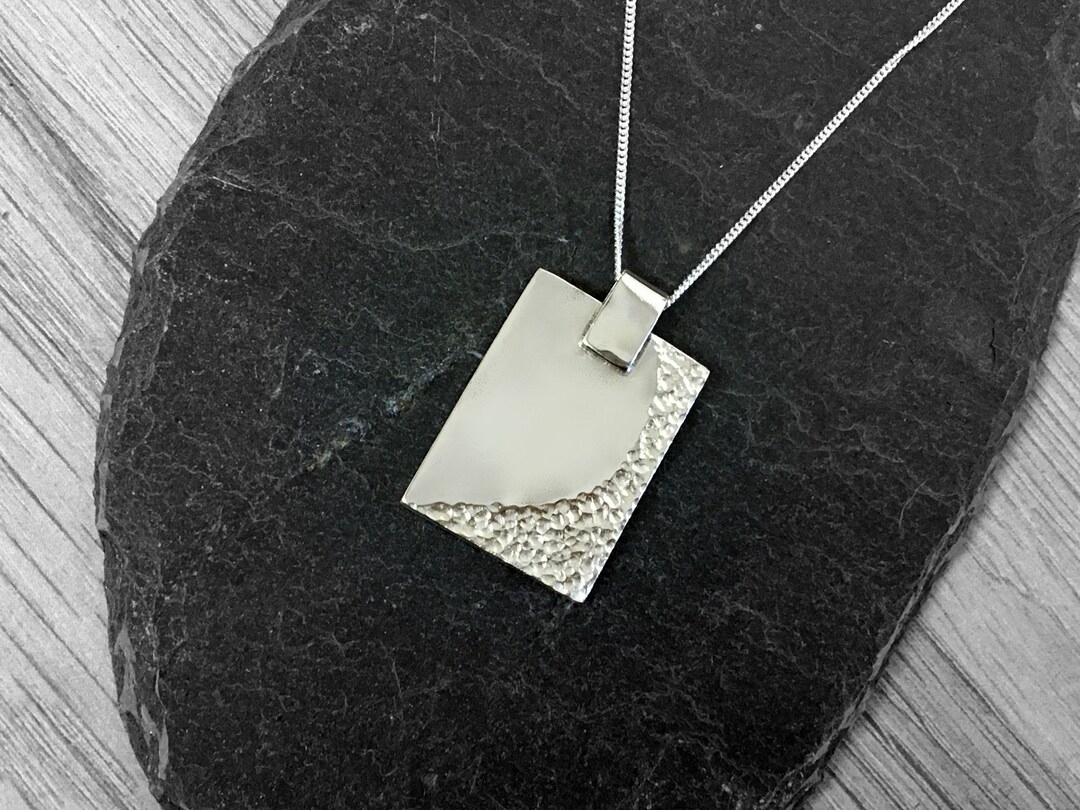 Hammered Recycled Sterling Silver Pendant Necklace - Etsy