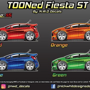 TOONed Fiesta ST Vinyl Decal