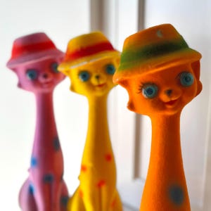 Pick Your Vintage Flocked Cat Coin Bank 1960s - Whimsical Kitschy Psychedelic Dopamine Decor