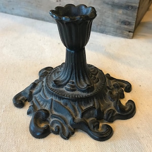 Pick Your Vintage Black Cast Metal Candle Holder - Gothic - Ornate - Dark Academia - Halloween Thanksgiving Holiday Rustic Table Decor