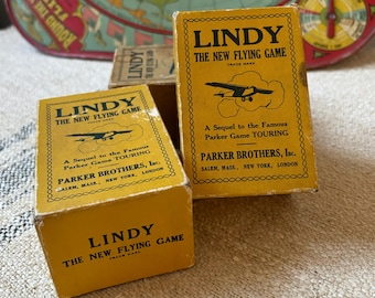 1927 Lindy “The New Flying Game” Card Deck by Parker Brothers - Vintage Flying Transportation Geography Card Game - Complete in Box & Rules