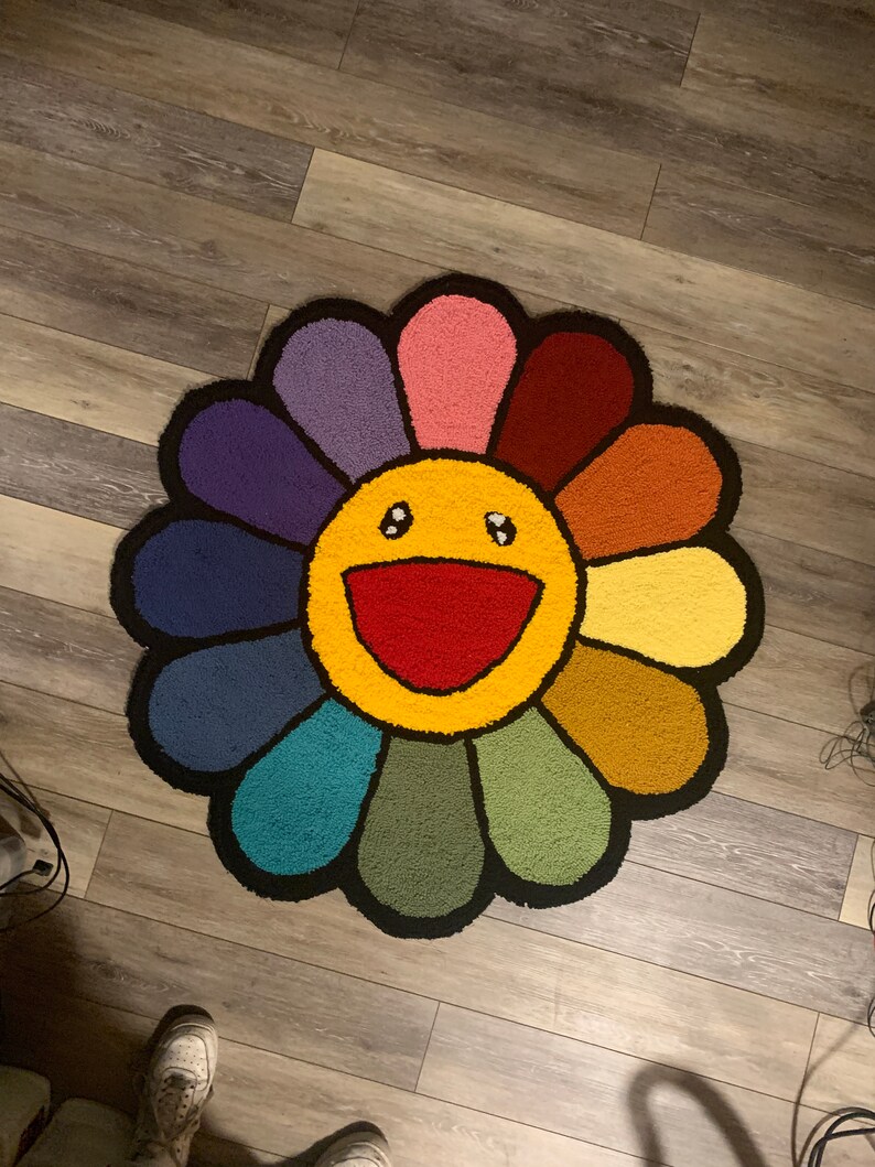 Murakami Flower Rug Hand tufted to order | Etsy