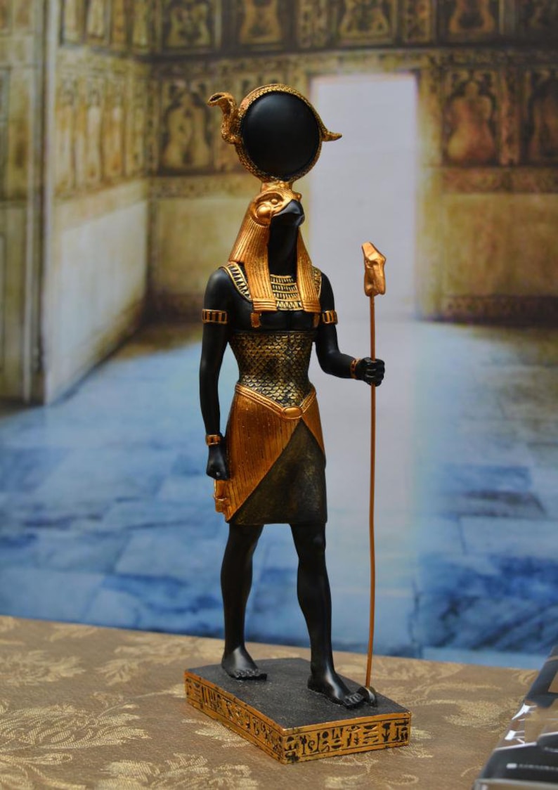 Horus Egyptian God Of The Sky Gold Statue Etsy
