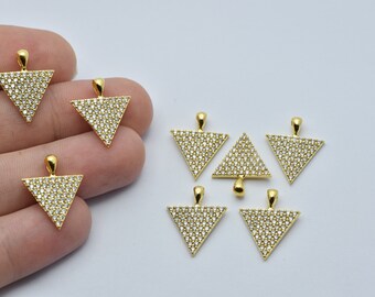 Rhodium Triangle Necklace Triangle Pave Pendant Cubic Zirconia Charms Cubic Zirconia Bridal Jewelry Micro Pave Charms Silver Triangle
