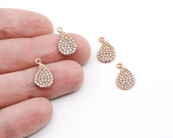 earrings Findings Jewelry 2pcs 14mm CZ Micro Pave Filigree teardrop drop Cubic Zirconia charm pendant