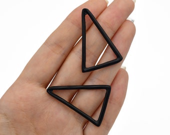 28x38mm Triangle  Findings, Black Triangle Charms, Black Plated Triangle pendant 2 PCS