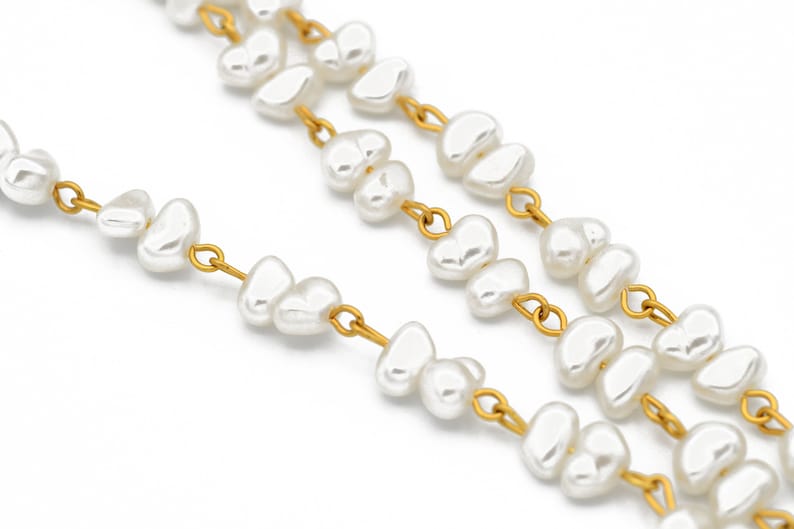 Pearl Gold Plated Chain Brass Gold Plated Pin Chain 3.3 Feet Etsy