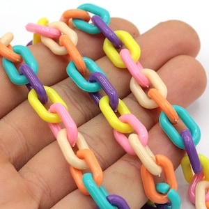 10x14mm Neon Color Link Chains, Colorful Link Chains, Bulk Chains, Multicolor Chains, Acrylic Chains, Summer Jewelry, Trendy Chains