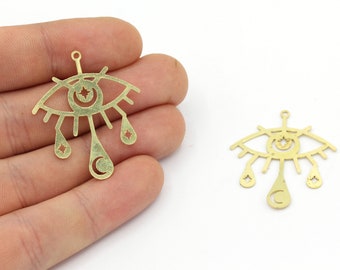 30 x 35 mm Breloque goutte mauvais oeil en laiton, Breloque larme, Breloque oeil, Breloque céleste, Boucles d'oreilles en laiton, Breloque découpée au laser, Apprêts en laiton