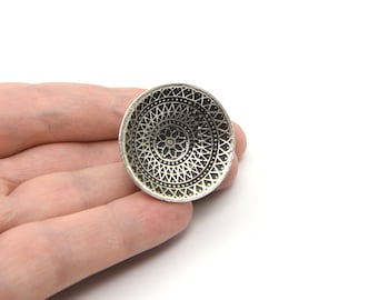 Anel ajustável de prata antiga com curvatura reversa filigranada, anel de latão, anéis para mulheres, anéis grandes, anel de prata, anel curvado, atacado