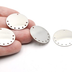 25mm Rhodium Plated Round Charms, Round Disc, 9 Holes Rhodium Plated Coins, Medallion, Stamping Tag, Wholesale Supplier, Brass Findings