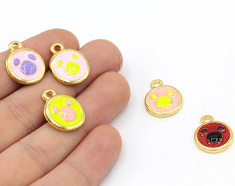 Dije de Mickey Mouse esmaltado en oro brillante de 24 k (14 x 19 mm), colgante de Mickey dorado, dijes de pulsera dorados, dije de Disney, accesorios chapados en oro.