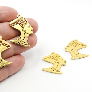 30x25mm 24k Shiny Gold Pendant, Gold Pharaoh Pendant, Antique Egyptian Pendant Charms, Necklace Charms, Brass Findings, Wholesale GLD0256